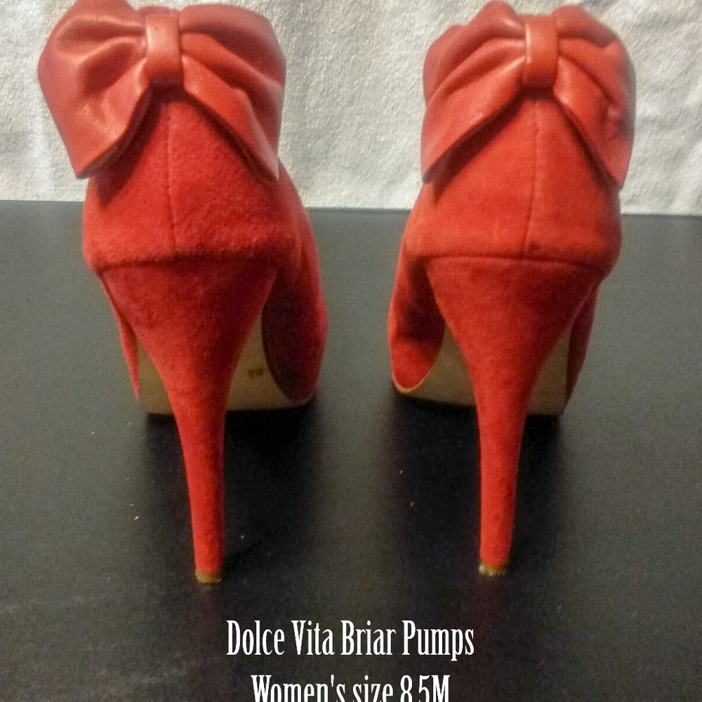 Dulce Vita Red Suede Pumps with Leather Bow 8.5M